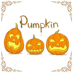 Three Hand Drawn Pumpkin