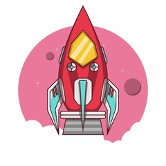 Red rocket take off to the space