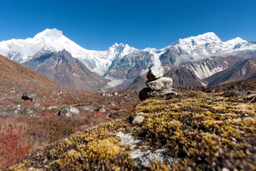 Foto auf Acrylglas Shishapangma Blick auf das Langtang-Tal mit Mt. Langtang Lirung im Hintergrund, Langtang, Bagmati, Nepal