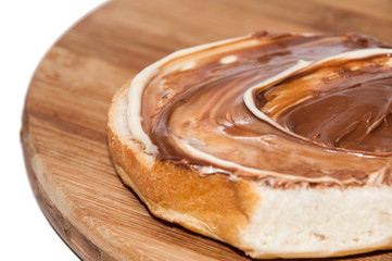 Bread with melted chocolate cream