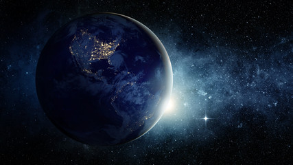 Earth and stars. Elements of this image furnished by NASA.