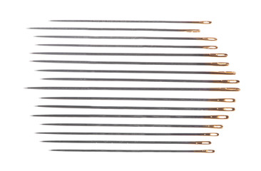 group of steel needles isolated on white