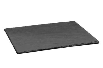 Foto op Plexiglas Empty black slate plate isolated on white background © nioloxs