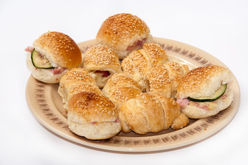 Hamburger sandwiches served and arranged on the plate
