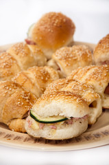 Hamburger sandwiches served and arranged on the plate