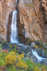 waterfall in the autumn mountains
