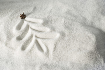 Christmas tree drawn in snow