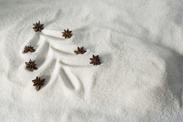 Christmas tree drawn in snow