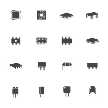 electronic microchip components icons