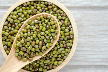 beans in wooden dish
