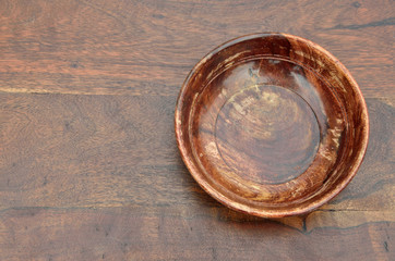 Bowl on teak surface