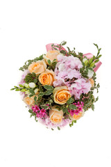 deluxe bouquet of orange roses hortensia, freesia, and bougainvi
