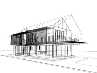 abstract sketch design of exterior house