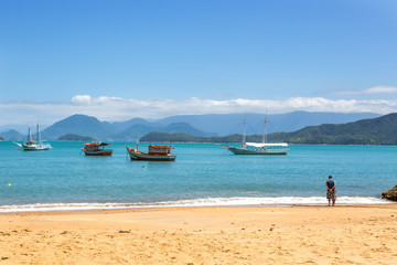 Beautiful beach in the north shore of Sao Paulo state in Brazil, South America