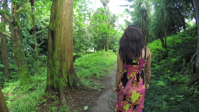 Girl walking in park