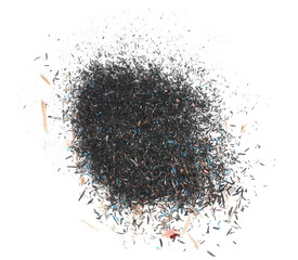 pile sawdust, trash graphite pencil isolated on white background