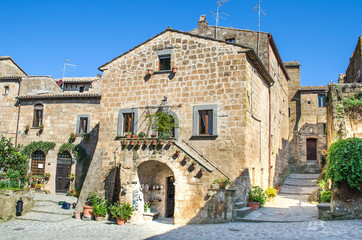 Fototapeta na wymiar Bagnoregio italian village houses
