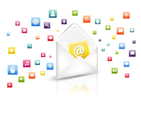 white envelope with icon 
