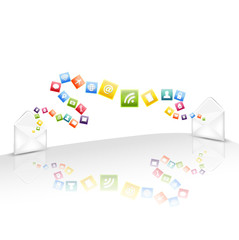 white envelope with icon 
