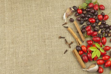 Natural Pharmacy. Traditional medicine for flu and colds. Natural treatment of disease. Place for your text. A flu epidemic. Home Pharmacy. Proven treatment of diseases. Rosehip tea

