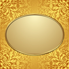 golden plate on vintage pattern