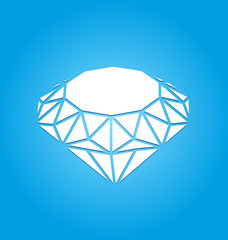 Flat Icon of Diamond on Blue Background