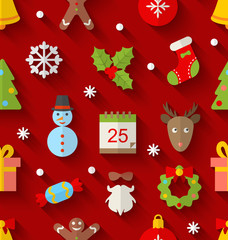 Seamless Pattern with Christmas Colorful Objects