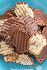 potato chip with chocolate on white