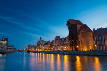 Fototapeta premium Harbor at Motlawa river with old town of Gdansk in Poland.