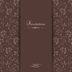 Elegant vector template for invitation with floral ornament