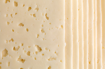 Slices of Havarti cheese close view