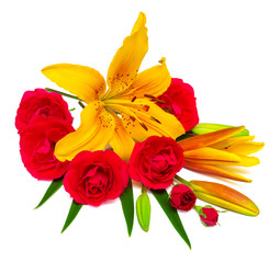 Flowers lilies and roses