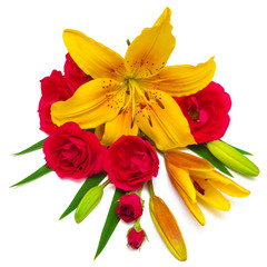Flowers lilies and roses