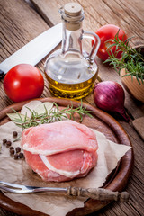 Fresh raw meat sliced.