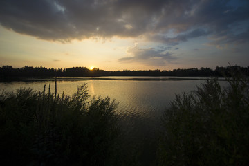 sunset over lake