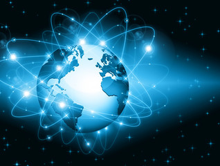 Best Internet Concept of global business. Globe, glowing lines