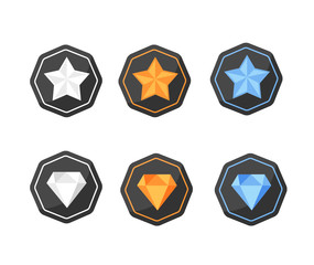Set of Awards Icons stars and diamonds silver, platinum, gold - 92622190