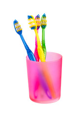 Toothbrushes in glass