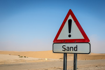 A unique sand sign in the Namibia desert, Africa