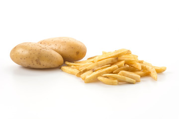 french fries on white background