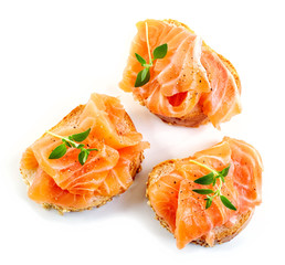 bread with fresh salmon fillet