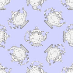 Fototapeta premium Illustration kettles. Seamless pattern with teapots.