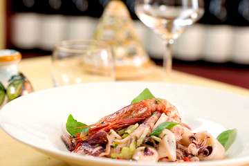 fresh seafood appetizer at restaurant