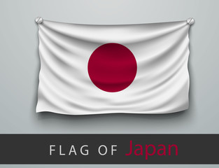 FLAG OF japan battered, hung on the wall