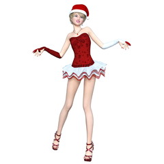 サンタクロース帽子の女性 