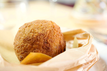 close up of rice croquette