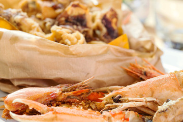 mixed fried seafood