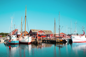Fototapeta na wymiar the harbor in a small Swedish town, Sweden