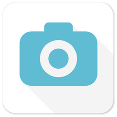 photo camera blue flat icon
