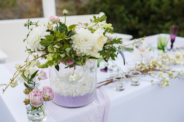 Table setting at a luxury wedding or another catered event